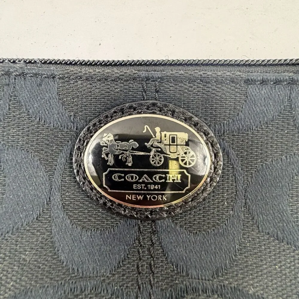 Coach Wristlet Wallet Pouch Zip Women's Small Black Small 6” X 4”
